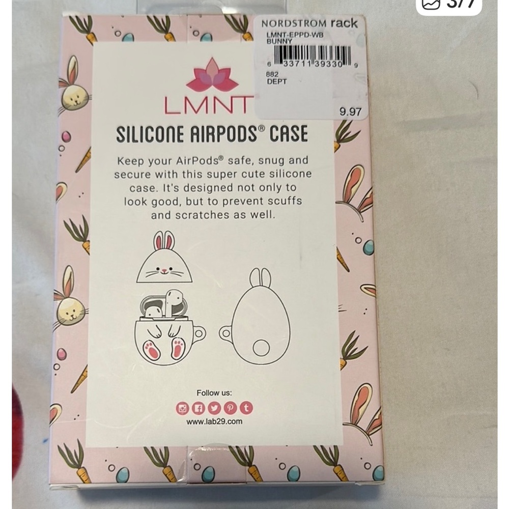 LMNT Bunny Silicone AirPods Case NWT - Picture 3 of 6
